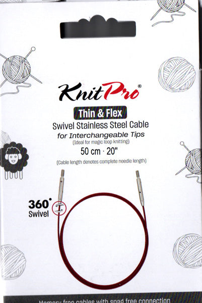 ニットプロ 付け替え輪針 回転式 Thin&Flex ケーブル 50cm用 10692 【KN】パープルケーブル シルバーコネクタ ケーブルが回転します 編み物 手あみ