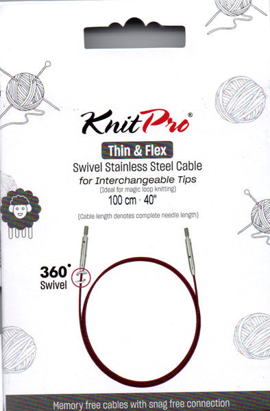 ニットプロ 付け替え輪針 回転式 Thin&Flex ケーブル 100cm用 10695 【KN】パープルケーブル シルバーコネクタ ケーブルが回転します 編み物 手あみ
