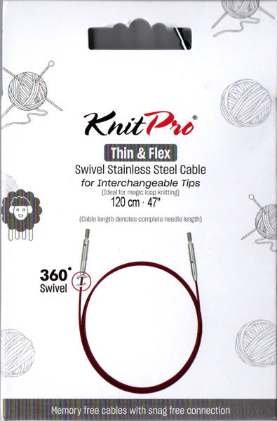 ニットプロ 付け替え輪針 回転式 Thin&Flex ケーブル 120cm用 10696 【KN】パープルケーブル シルバーコネクタ ケーブルが回転します 編み物 手あみ