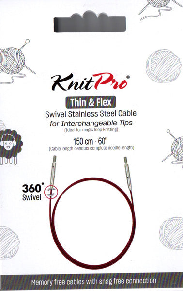ニットプロ 付け替え輪針 回転式 Thin&Flex ケーブル 150cm用 10697 【KN】パープルケーブル シルバーコネクタ ケーブルが回転します 編み物 手あみ
