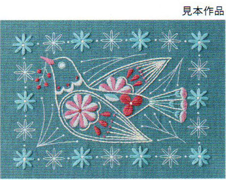 マカベアリス 刺しゅうを楽しむプリントクロス【KY】 No.542302 はとと植物の模様 刺しゅうキット ルシアン コスモ