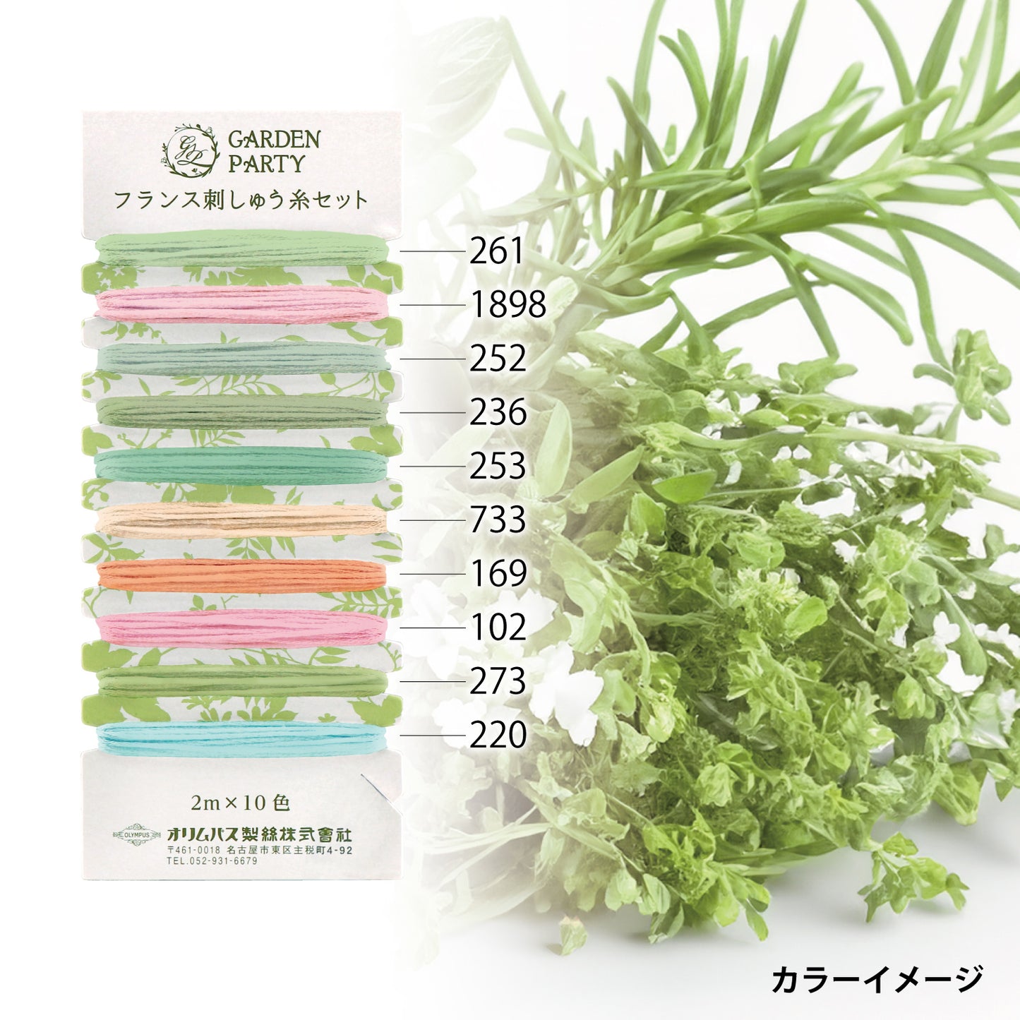 フランス刺しゅう糸セット フラッシュ GP-C19 オリムパス 【KY】 2m×10色 25番 刺しゅう糸 刺繍糸 小巻