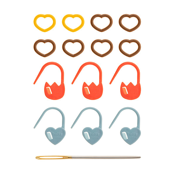 編み物用品ベーシックセット M AC-075 チューリップ amicolle アミコレ 【KY】 目かぞえマーカー 段かぞえマーカー とじ針 ケース 編み物