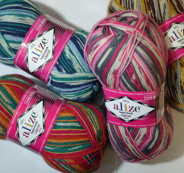 アリゼ alize スーパーウォッシュ ソック COMFORT SOCK 【KN】【MI】毛糸 100g大玉 ソックヤーン
