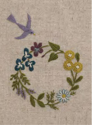 DMC 刺しゅうキット JPT41 フラワーリース-3月- 【KY】 マカベアリス 12ヶ月のモチーフとことり