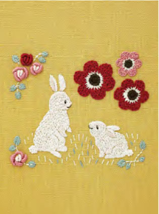 DMC 刺しゅうキット JPT66 アネモネとバラと過ごすウサギさん 【KY】 Chicchi 森で暮らす動物たちの12ヶ月 刺繍キット
