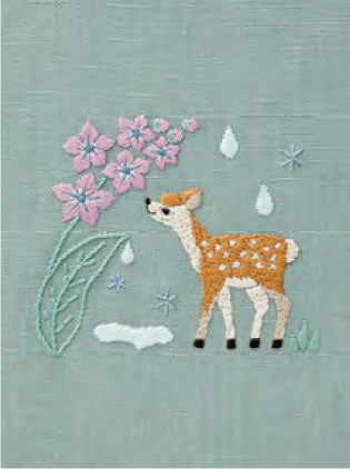 DMC 刺しゅうキット JPT68 雨上がりと花の香りに喜ぶ小鹿さん 【KY】: Chicchi 森で暮らす動物たちの12ヶ月 刺繍キット