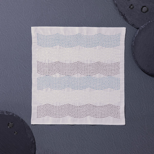 刺し子キット Textile lab フロー SK-451 (布地:パールグレイ) オリムパス 【KY】Olympus 花ふきん 刺し子 キット