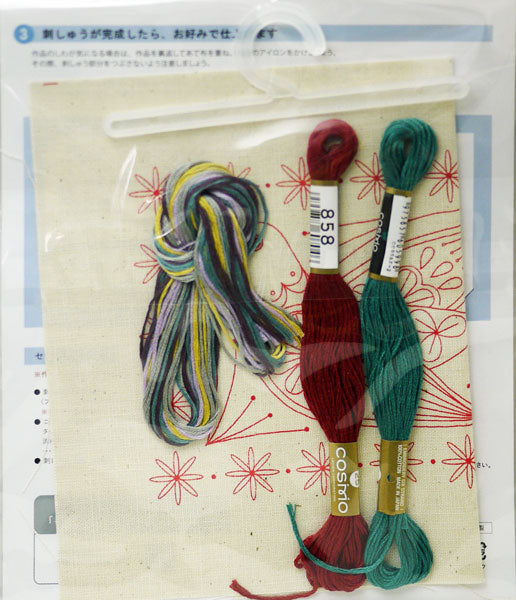 マカベアリス 刺しゅうを楽しむプリントクロス【KY】 No.542301 はとと植物の模様 刺しゅうキット ルシアン コスモ