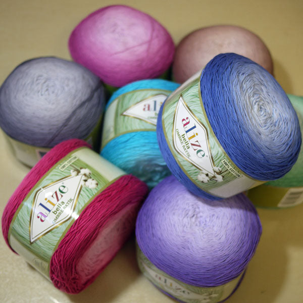 alize ベラ オンブレバティック bella OMBRE BATiK 【KN】 サンオリーブ 毛糸 250g大玉 段染