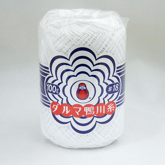 KAMOGAWA 鴨川糸 #18 100g 白 ダルマ 【KY】 レース糸 サマーヤーン 春夏 毛糸 レース編み 18番