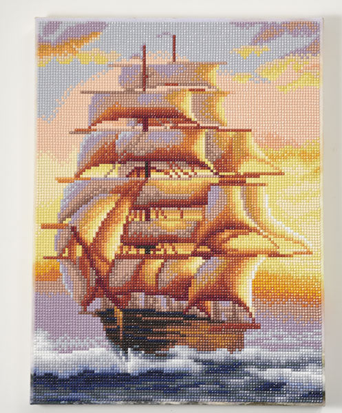 ダイヤモンドフィックス 夕日に輝く帆船 10-3498 【KN】ビーズ絵キット
