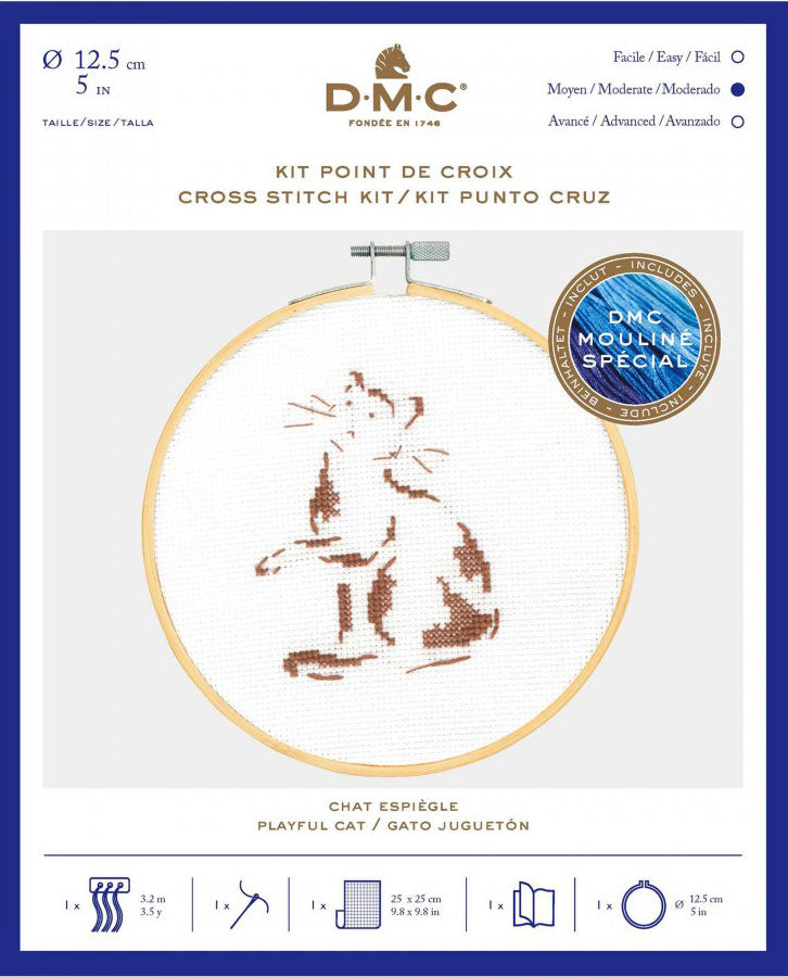 DMC 刺しゅう枠付 刺しゅうキット Playful Cat BK1883 【KY】:CAT&DOGS クロスステッチ