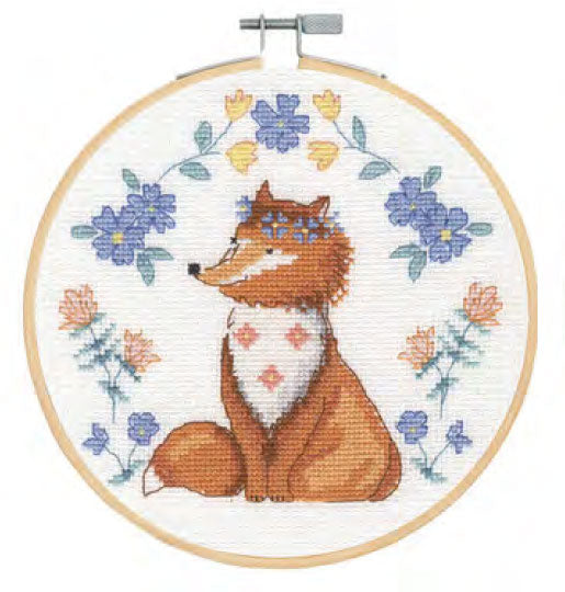 DMC 刺しゅう枠付 刺しゅうキット FOX BK1924 【KY】FOLK ANIMALS クロスステッチ