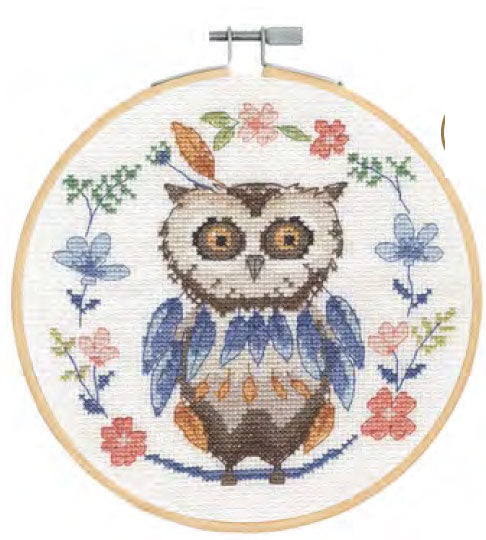 DMC 刺しゅう枠付 刺しゅうキット OWL BK1925 【KY】FOLK ANIMALS クロスステッチ