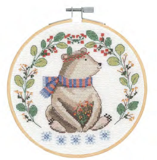 DMC 刺しゅう枠付 刺しゅうキット BEAR BK1927【KY】FOLK ANIMALS クロスステッチ