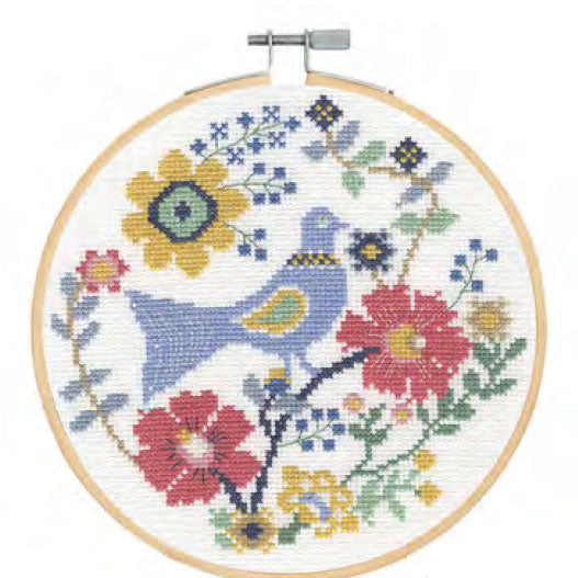 DMC 刺しゅう枠付 刺しゅうキット BLUE BIRD BK1929【KY】FOLK BIRDS クロスステッチ