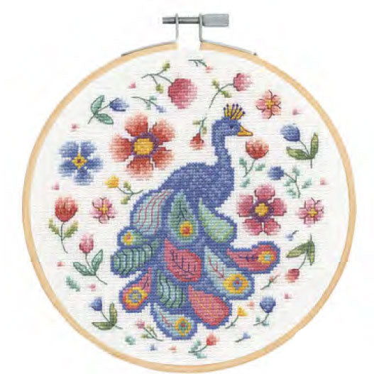 DMC 刺しゅう枠付 刺しゅうキット PEACOCK BK1930【KY】FOLK BIRDS クロスステッチ