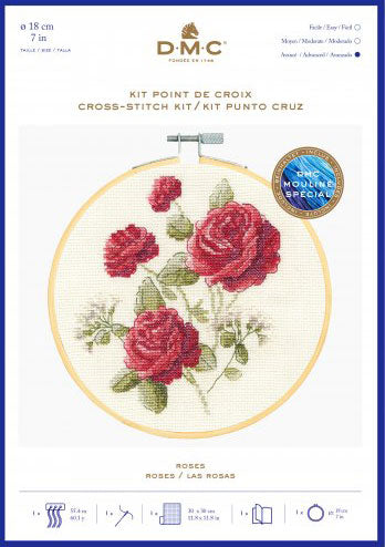 DMC 刺しゅう枠付 刺しゅうキット ROSE BK1935 【KY】VINTAGE FLOWERS クロスステッチ