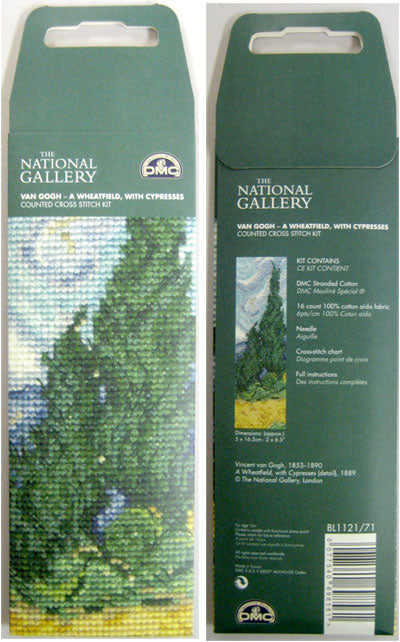 ・ DMC ブックマーク 刺しゅうキット BL1121/71 ヴァン・ゴッホ 黄色い麦畑と糸杉 【KY】 THE NATIONAL GALLERY クロスステッチ