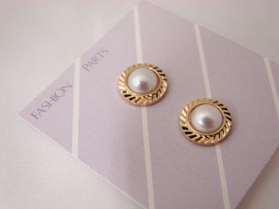 在庫処分 ワンタッチポイントf451  【KN】 3F アクセサリー ポイント ニット ハンドメイド 金 ゴールド パール