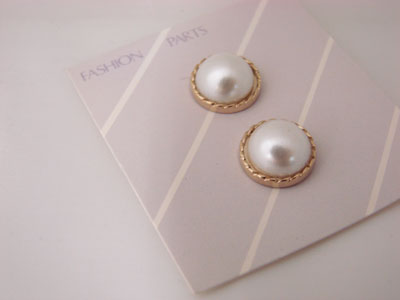 在庫処分 ワンタッチポイントf453  【KN】 3F アクセサリー ポイント ニット ハンドメイド 金 ゴールド パール