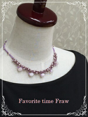 ビーズクロッシェ アクセサリーキット  天然石とシルク糸のネックレス Fraw-314 ライラック 堤まさみオリジナル 【KN】