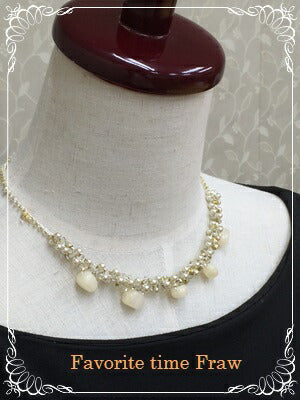 ビーズクロッシェ アクセサリーキット  天然石とシルク糸のネックレス Fraw-315 シャンパン 堤まさみオリジナル 【KN】