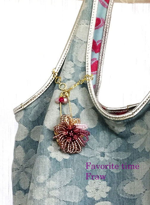 ビーズクロッシェ アクセサリーキット お花のブローチとバッグチャーム(ピンク) Fraw-318 堤まさみオリジナル 【KN】