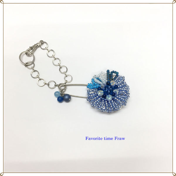 ビーズクロッシェ アクセサリーキット お花のブローチとバッグチャーム(ブルー) Fraw-320 堤まさみオリジナル 【KN】