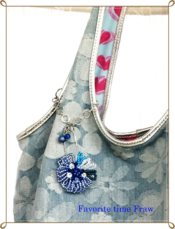 ビーズクロッシェ アクセサリーキット お花のブローチとバッグチャーム(ブルー) Fraw-320 堤まさみオリジナル 【KN】