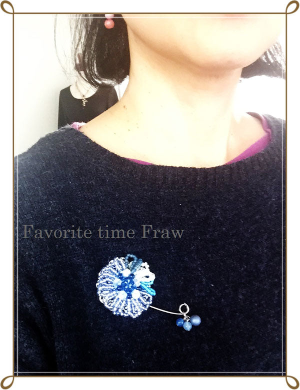 ビーズクロッシェ アクセサリーキット お花のブローチとバッグチャーム(ブルー) Fraw-320 堤まさみオリジナル 【KN】