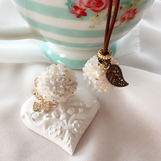 ビーズクロッシェ リング&ペンダントキット Candy&Candy Fraw-327(W)  ホワイト【KN】 堤まさみオリジナル