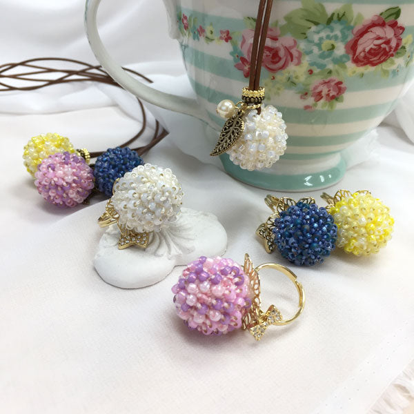 ビーズクロッシェ リング&ペンダントキット Candy&Candy Fraw-327(W) ホワイト【KN】 堤まさみオリジナル