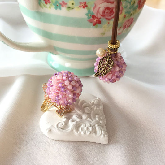 ビーズクロッシェ リング&ペンダントキット Candy&Candy Fraw-328(P)  ピンク【KN】 堤まさみオリジナル