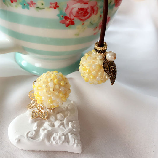 ビーズクロッシェ リング&ペンダントキット Candy&Candy Fraw-329(Y)  イエロー【KN】 堤まさみオリジナル