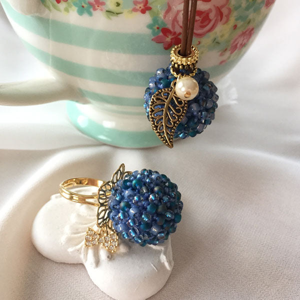 ビーズクロッシェ リング&ペンダントキット Candy&Candy Fraw-330(B)  ブルー【KN】 堤まさみオリジナル