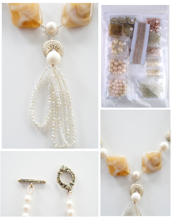 キット クロッシェで編むネックレス アラビアンホワイト Fraw-338 堤まさみ オリジナル 【KN】 ビーズクロッシェ