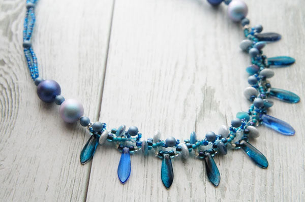 キット クロッシェで作るネックレス ダガールブルー Fraw-340 堤まさみ オリジナル 【KN】 ビーズクロッシェ