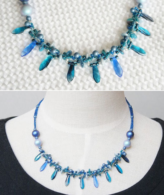 キット クロッシェで作るネックレス ダガールブルー Fraw-340 堤まさみ オリジナル 【KN】 ビーズクロッシェ