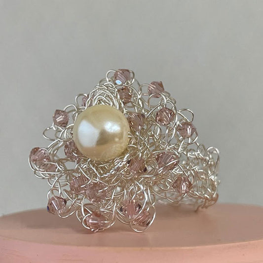 キット ワイヤーで作る クロッシェリング スリーチェイン Fraw-341 堤まさみ オリジナル 【KN】 ビーズクロッシェ