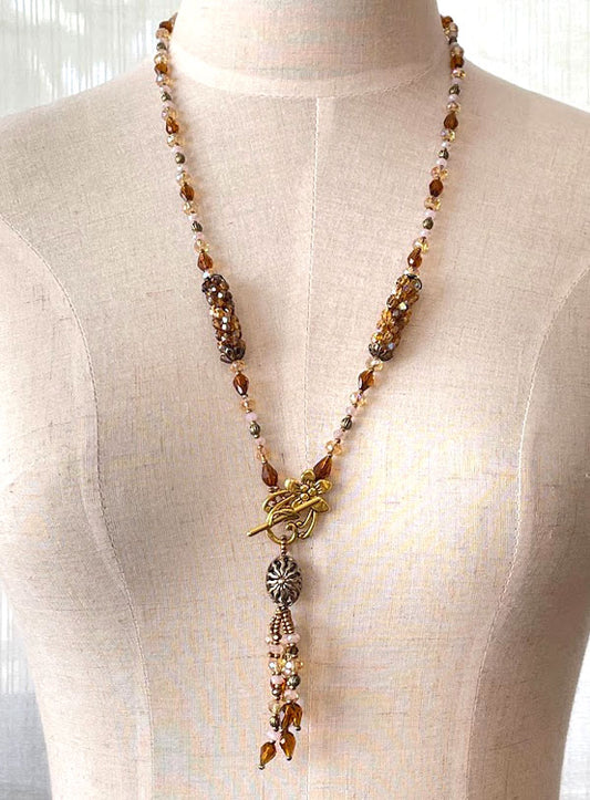 キット クロッシェで編む フリンジネックレス ブラウニー Fraw-343 堤まさみ オリジナル 【KN】 ビーズクロッシェ