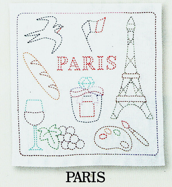 布パック 世界を旅する花ふきん パリH-1077 オリムパス 【KY】 Olympus 刺し子 手芸 花ふきん