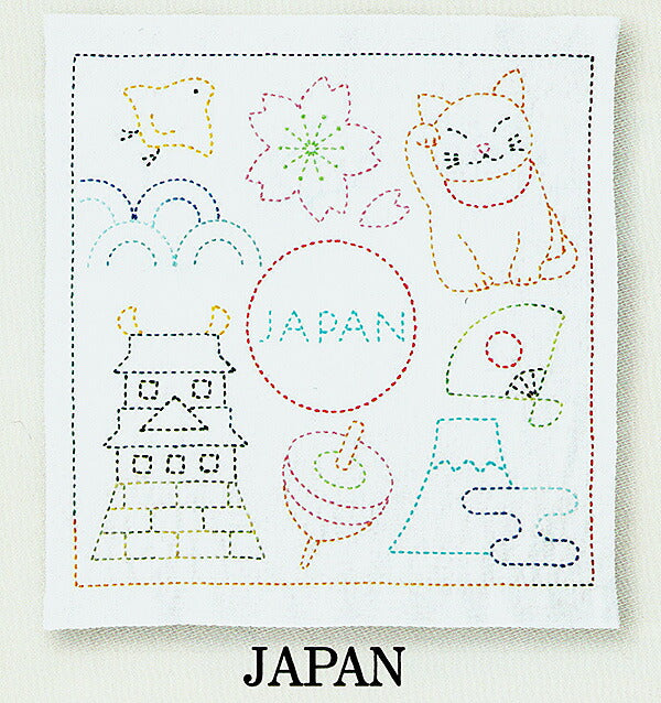 布パック 世界を旅する花ふきん 日本 H-1080 オリムパス 【KY】 Olympus 刺し子 手芸 花ふきん