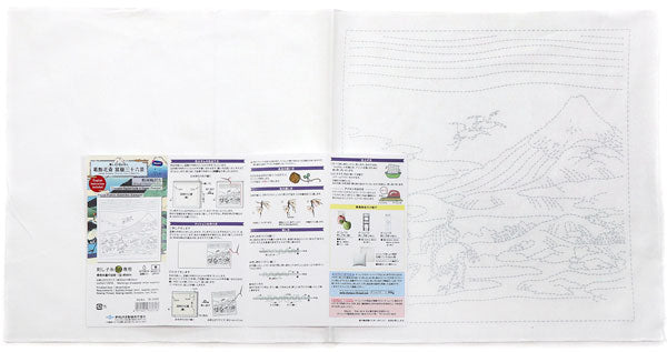 花ふきん 布パック 相州梅沢左 H-1095 (布地:白) オリムパス 【KY】 Olympus 刺し子 手芸 葛飾北斎 富嶽三十六景