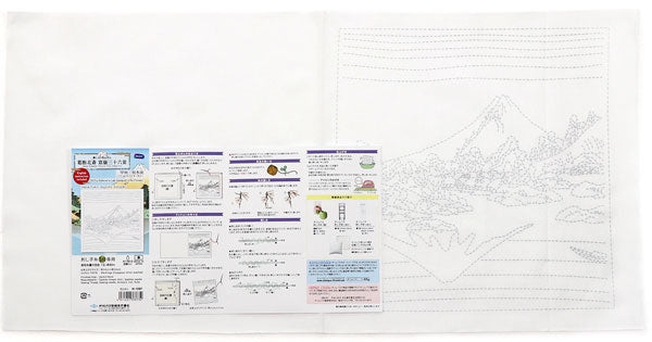 花ふきん 布パック 甲州三坂水面 H-1097 (布地:白) オリムパス 【KY】 Olympus 刺し子 手芸 葛飾北斎 富嶽三十六景