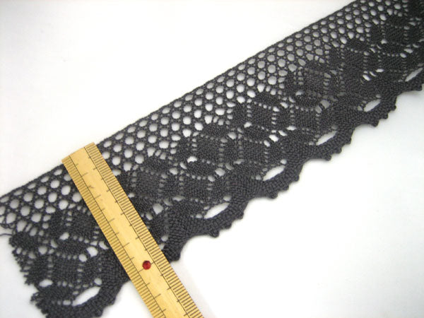 在庫処分 トーションレース18 幅6cm 長さ3m70cm チャコール ハマナカ 【KN】2F-C H804-973-9 370cm 手芸用レース