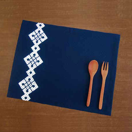 こぎんキット ランチョンマット(紺) こぎん15 オリムパス【KY】 キット こぎん刺し