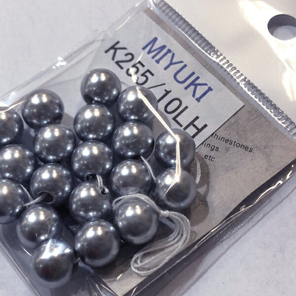 【店頭特価】ミユキ 丸パール 穴大 k255 (グレー)  10mm 【KN】: ハンドメイド ビーズ 資材 材料 アクセサリー