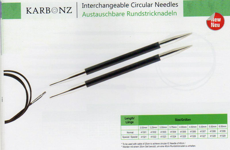 ニットプロ KARBONZ カーボンズ 付け替え式 40cm用輪針 針先3.00mm 41321 【KN】 編み物 手あみ